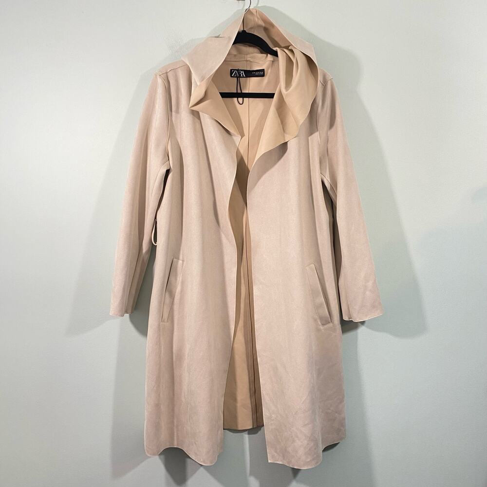 Zara Light Beige Hooded Trench Coat